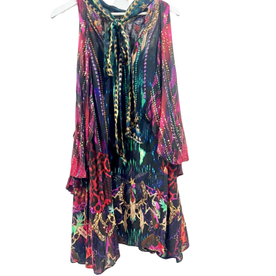 BNWT Camillia Rocket Women Nevk Tie Short Dress Size L RRP $699.00