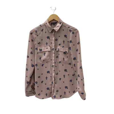 Basque Womens  Size 8 Long Sleeve Shirt Beige / Pattern