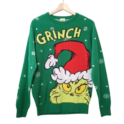 Dr Seuss The Grinch Size XS Green Christmas Crew Neck Jumper 