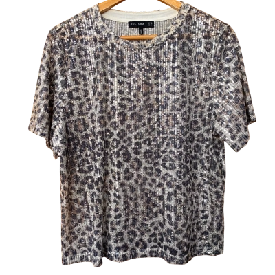 Decjuba Leopard Print Sequin Top Size XL