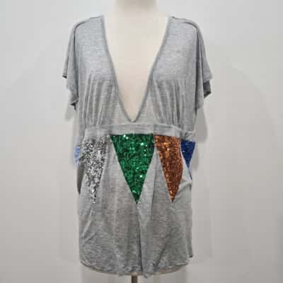 Sass & Bide Womens  Size 8 T-shirts Grey / Multicoloured 