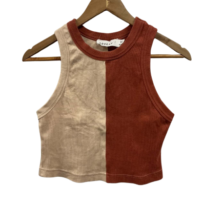 Sovere Womens Size 10 Cropped Top Burnt Orange / Cream 