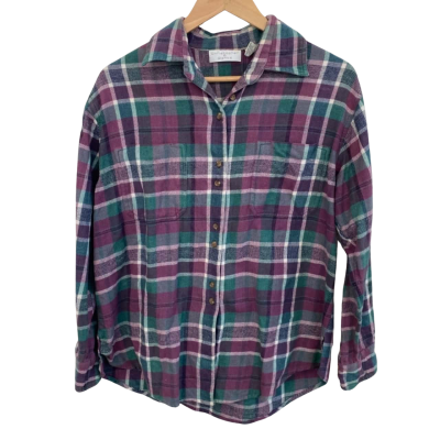 Christopher and Banks Mens  Size M Checked Shirt Checked / Purple / Teal 