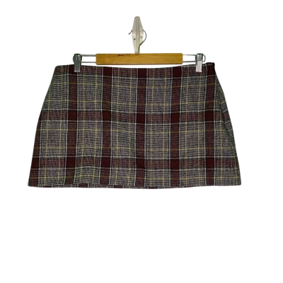 Luck & Trouble Womens  Size 12 Mini Skirt Brown / Checked / Red / Yellow 