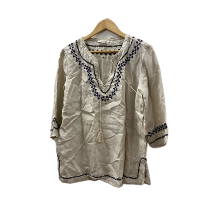 Trenery Womens Top Size L Beige / Navy Blue 