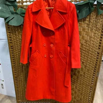  Womens Red double busted trench coat