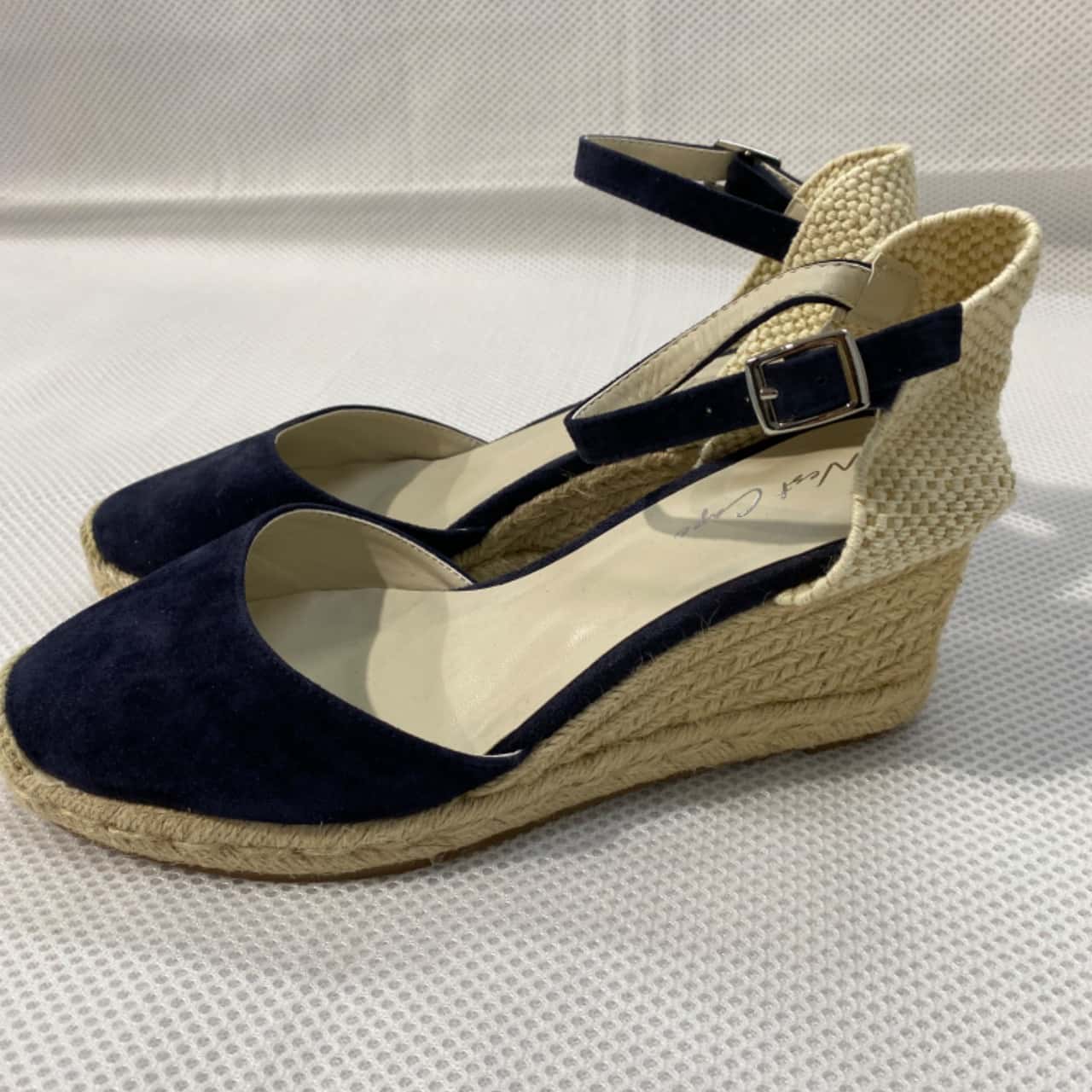 West Cape Womens Size 38 Navy Blue Suede Wedges (s)