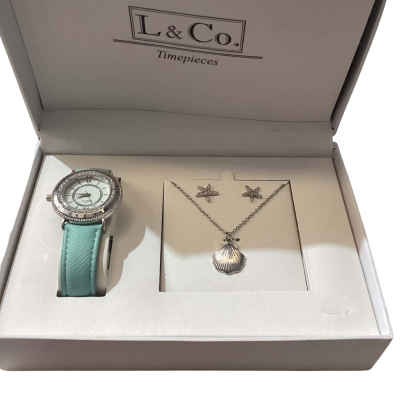 L & Co. Timepieces  Womens Watch and Necklace and Earrings Set