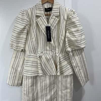 Mossman Womens  Size 14 Winter Coat Black  / Cream / Striped 