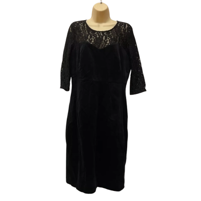 Anthea Crawford Womens  Size 14 Lace/Velvet Midi Dress Black  