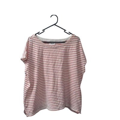 Seed Heritage Women's Size L Short Sleeve Top Red / Striped / White 