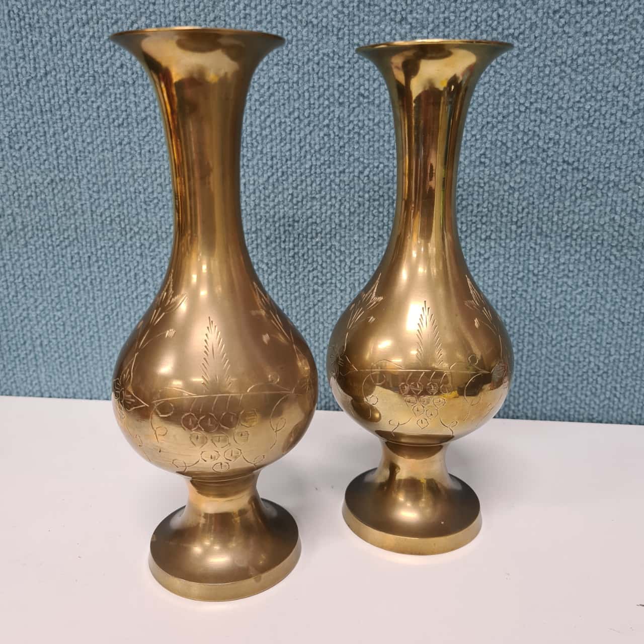X2 Vintage Solid Brass Vases (s)