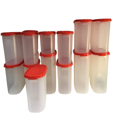 Red Tupperware Modular Mates Containers x 13