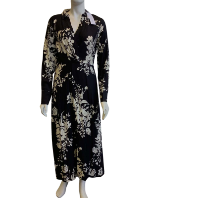 BNWT Tokito Women's Size 12 Long Sleeve Maxi Dress Black Floral 