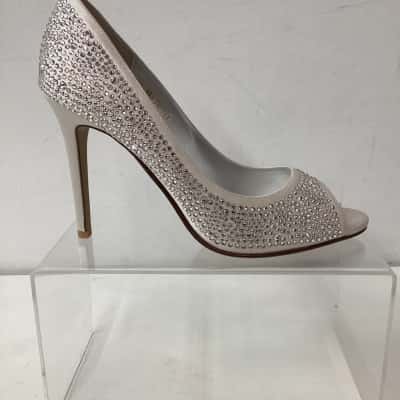 MRS Twinkle -peeptoe -diamonte - Womens  Size 38 Heels White 