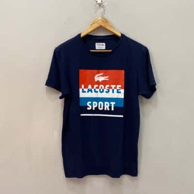 Lacoste Mens  Size M Short Sleeve T-shirt Navy Blue 