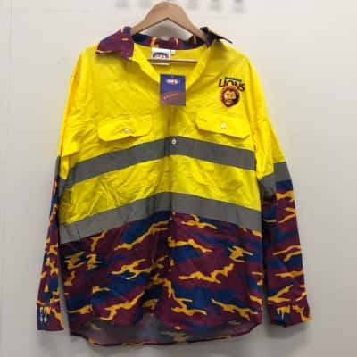 AFL Brisbane Lions Mens  Size XXL Long Sleeve Shirt Maroon / Yellow BNWT