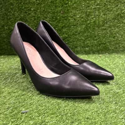 Basque Black Heeled Shoes Size 36
