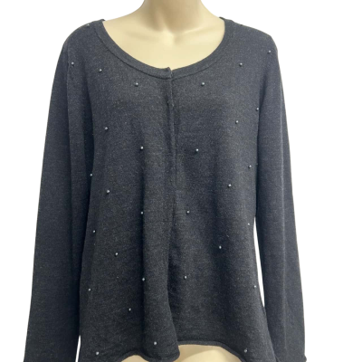 Fletcher Jones Womens Size L Black Wool Cardigan  