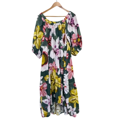 Binny  Womens  Size M Off The Shoulder Dress Floral / Green 