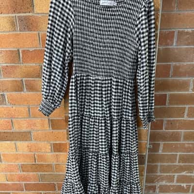 Petal + Pup Womens  Size 12 Maxi Dress Black  / Checked / White 