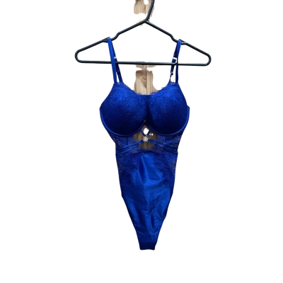 Bras N Things Womens  Size 10D/ DD Bodysuit Blue 