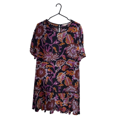 Gorman Black Silk Dress With Brown and Purple Pattern Size 12