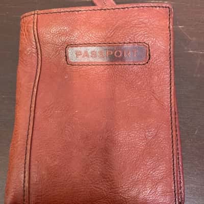 Fossil Red Leather Passport Wallet/Case