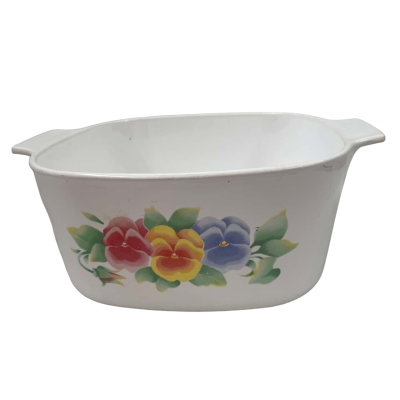 Corning Ware Summer Blush Pansies Casserole Dish A—3-B 3 Litre, Missing Lid, 22cm Wide, 10cm High
