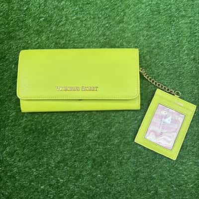 Victoria's Secret Yellow Trifold Wallet & Matching Card Case 