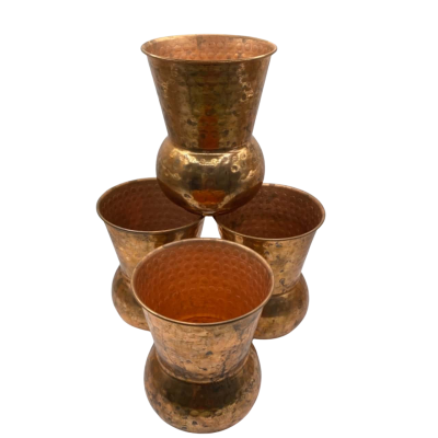 Hand beaten Copper Tumblers x 4