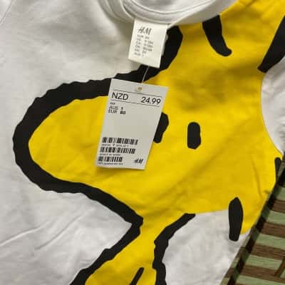 NEW RRP $24.99 H&M Peanuts Woodstock Kids Boys Girls Unisex Short Sleeve Tshirt Christmas Birthday Present Gift Casualwear cute Size 1