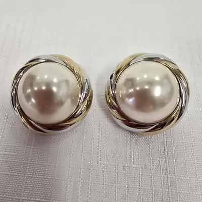 Womens Gold and Silver Tone Large Earrings. Clip on