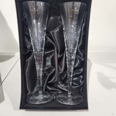 Royal Doulton - Saturn Flute Crystal Champagne Glasses - BNIB 