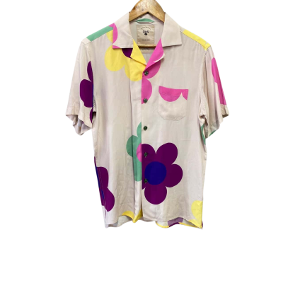 Oas Mens  Size S Short Sleeve Shirt Brown / Multicoloured 