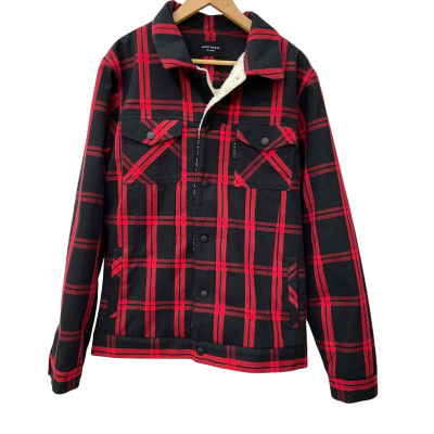 Saint Morta Prima Sherpa Jacket in Black and Red Plaid Size XL