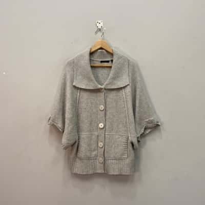 Marco Polo Womens  Size M Chunky Knit Cardigan Grey 