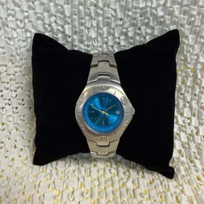 2000s Rip Curl Stainless Steel 100 Metre Waterproof Watch (Silver / Blue)