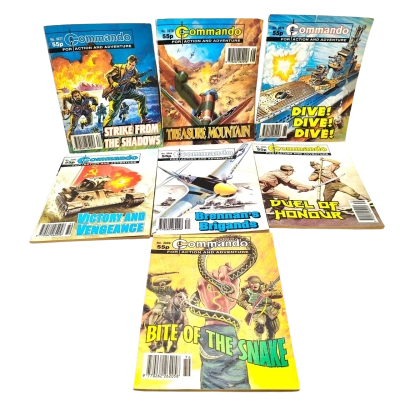 Vintage Commando Magazine Bundle Of 7 Issues - See Pics For Titles