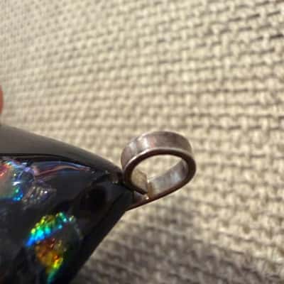  Handmade Dichroic Art Glass Pendant – Large Rainbow Fused Glass 