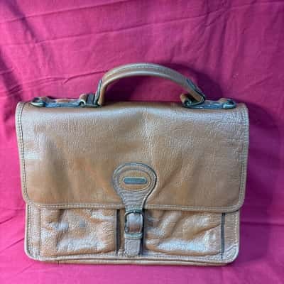 Vintage Annapelle  Buffalo Hide Leather Top Handle Bag Brown 