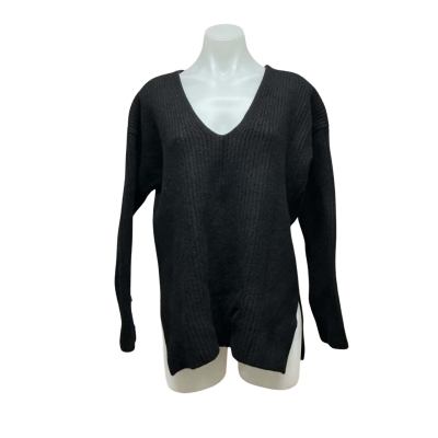 Country Road Womens 100% Wool Size L V-Neck Jumper Black  