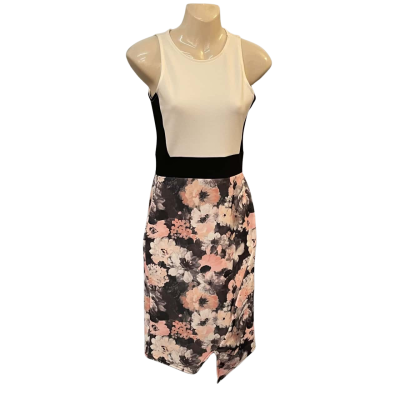 Boohoo Womens  Size 8 Bodycon Dress / Floral Dress / Midi Dress / Sleeveless Dress  Black  / Floral / Pink  / White 