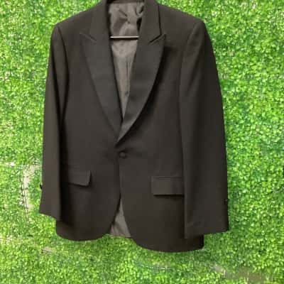  Parigi Mens Black Suit Jacket black with a bow tie! Size 38