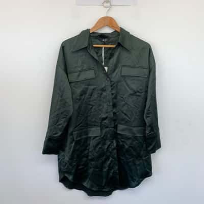 Motto Forest Satin Shacke Long Sleeve Shirt Size 10