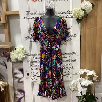 Gorman Brand! ARTIST COLLABORATION SS 2020 BECKY BLAIR X GORMAN! Womens  Size 10 Midi Dress / Short Sleeve Dress  Multicoloured / Pattern 