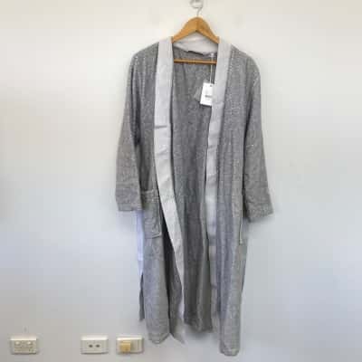 Fine-Day Grey Lake Retreat Organic Cotton Bath Robe Size S 