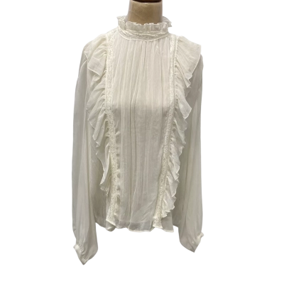 Zara Womens  Size XL Long Sleeve Shirt Cream 