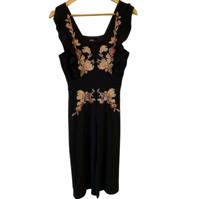Dotti Womens  Size 6 Sleeveless Jumpsuit Black With Floral Pattern