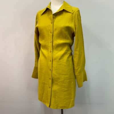 Zara Womens  Size M Mini Dress / Shirt Dress Mustard 